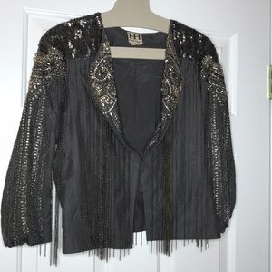 Haute Hippie Chain fringe jacket hand embroidered